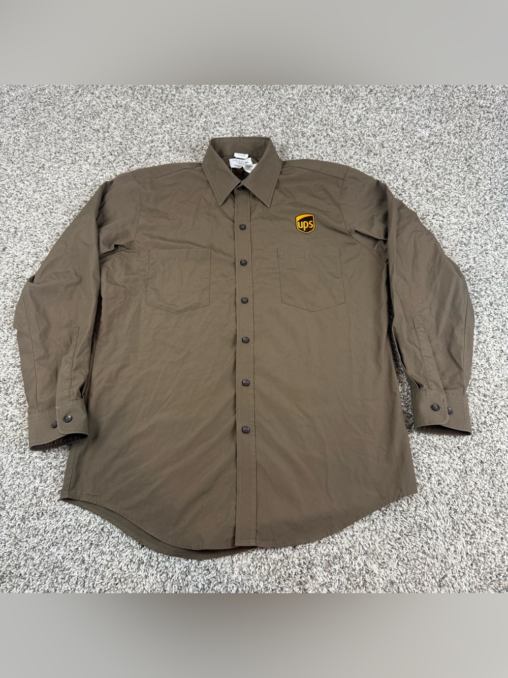 Vintage UPS TwinHill Uniform Shirt Mens Large Brown long sleeve workwear